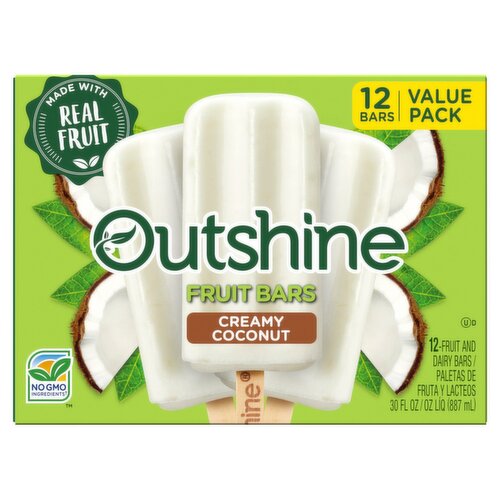 Outshine Creamy Coconut Fruit and Dairy Bars Value Pack, 12 count, 30 fl oz