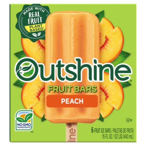 Outshine Peach Fruit Ice Bars, 6 count, 15 fl oz