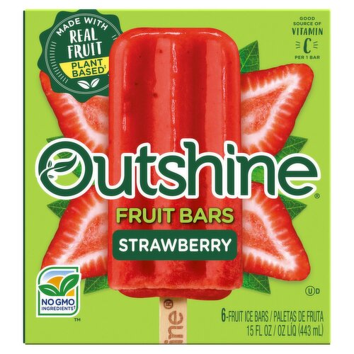 Outshine Strawberry Fruit Ice Bars, 6 count, 15 fl oz Gourmet