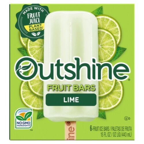 Outshine Lime Fruit Ice Bars, 6 count, 15 fl oz