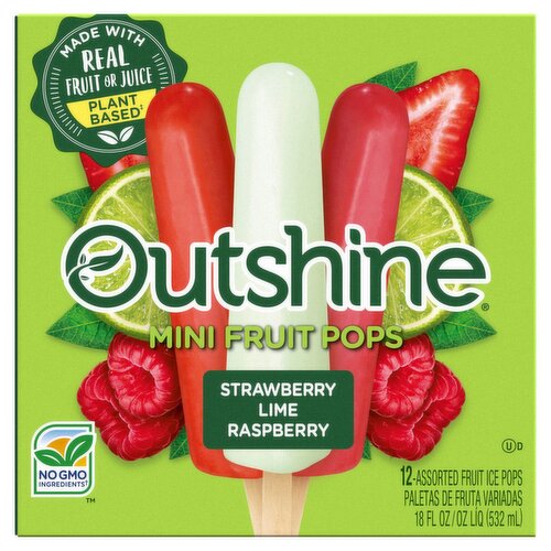 Outshine Strawberry, Lime, Raspberry Mini Fruit Ice Pops, 12 count, 18 fl oz