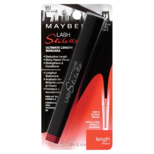 Maybelline New York Lash Stiletto 951 Very Black Ultimate Length Mascara, .22 fl oz