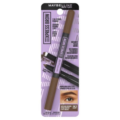 Maybelline New York Express Brow Medium Brown 257 2-in-1 Pencil + Powder