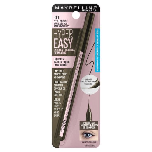 Maybelline New York Hyper Easy 810 Pitch Brown Waterproof Liquid Pen Eyeliner, 0.018 fl oz