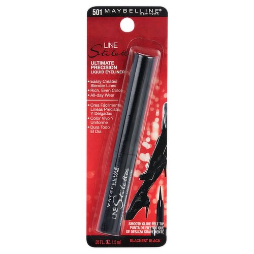 Maybelline New York Line Stiletto 501 Blackest Black Ultimate Precision Liquid Eyeliner, .05 fl oz