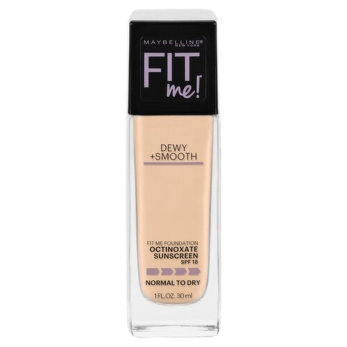 Maybelline New York Fit Me! Dewy+Smooth 120 Classic Ivory Foundation, SPF 18, 1 fl oz