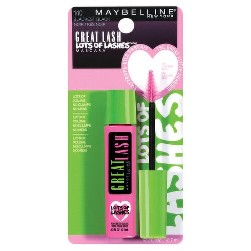 Maybelline New York Great Lash Lots of Lashes 140 Blackest Black Mascara, .43 fl oz