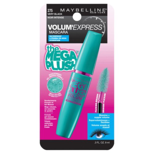 Maybelline Volum' Express The Mega Plush Waterproof Mascara, Very Black, 0.3 fl. oz.