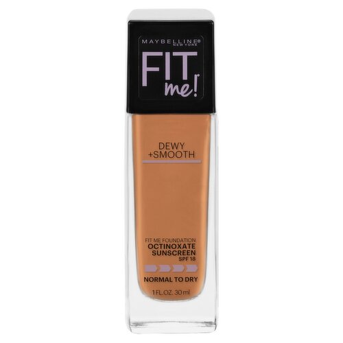 Maybelline New York Fit Me! Dewy+Smooth 330 Toffee Foundation, SPF 18, 1 fl oz