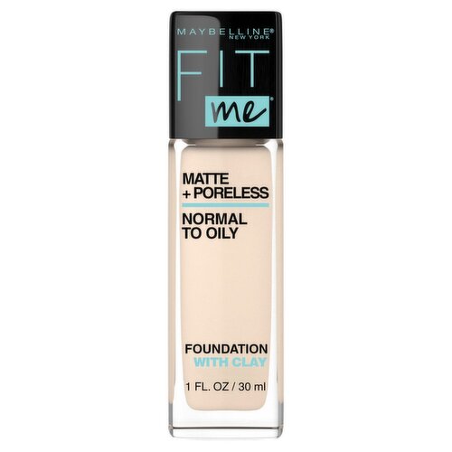 Maybelline New York Fit Me Matte + Poreless 110 Porcelain Foundation, 1 fl oz