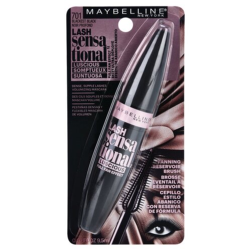 Maybelline New York Lash Sensational Luscious 701 Blackest Black Washable Mascara, 0.32 fl oz