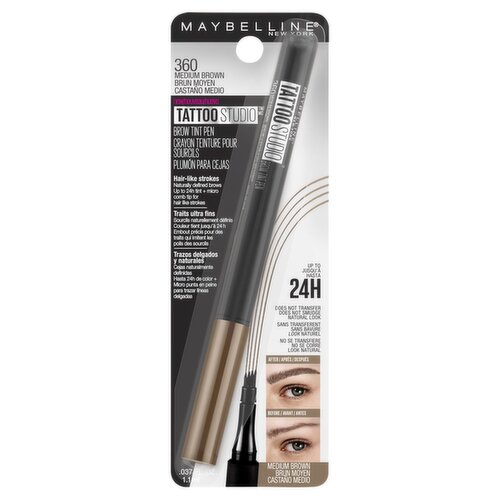 Maybelline New York Tattoo Studio 360 Medium Brown Brow Tint Pen, .037 fl oz