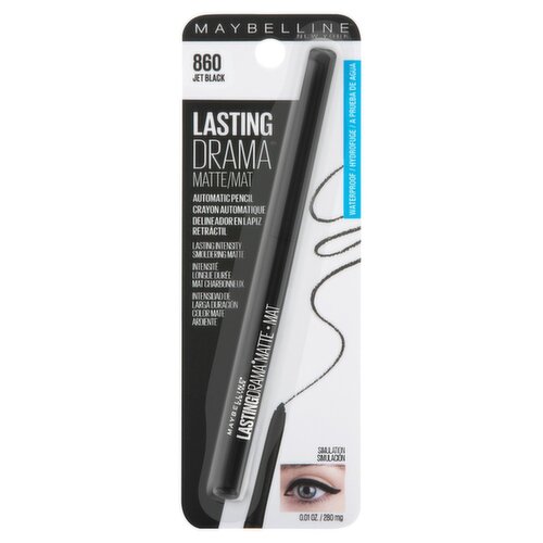 Maybelline New York Lasting Drama Matte 860 Jet Black Waterproof Automatic Pencil, 0.01 oz