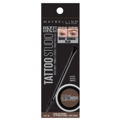 Maybelline New York Tattoo Studio 378 Ash Brown Brow Pomade, .11 oz