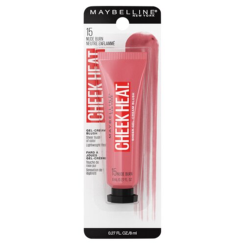 Maybelline New York Cheek Heat 15 Nude Burn Sheer Gel-Cream Blush, 0.27 fl oz