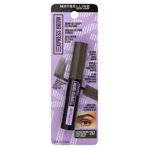 Maybelline New York Brow Fast Sculpt 257 Medium Brown Express Brow Gel Mascara, 0.09 fl oz