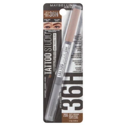 Maybelline New York Tattoo Studio 255 Soft Brown Longwear Brow Pigment Pencil, 0.026 oz