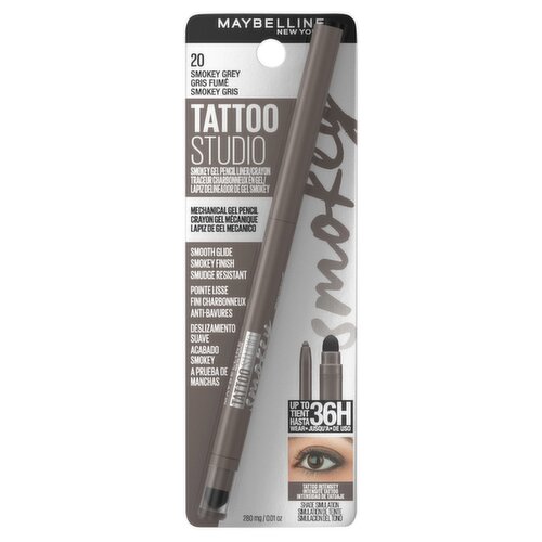 Maybelline New York Tattoo Studio 20 Smokey Grey Mechanical Gel Pencil Liner, 0.01 oz