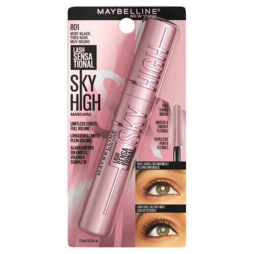 Maybelline New York Lash Sensational 801 Very Black Sky High Washable Mascara, 0.24 fl oz