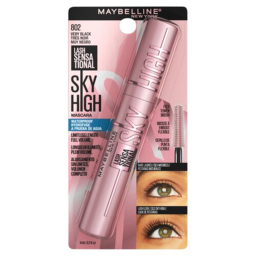 Maybelline New York Lash Sensational Sky High 802 Very Black Waterproof Mascara, 0.2 fl oz