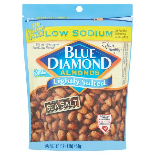 Blue Diamond Almonds Low Sodium Lightly Salted Almonds Value Pack, 16 oz