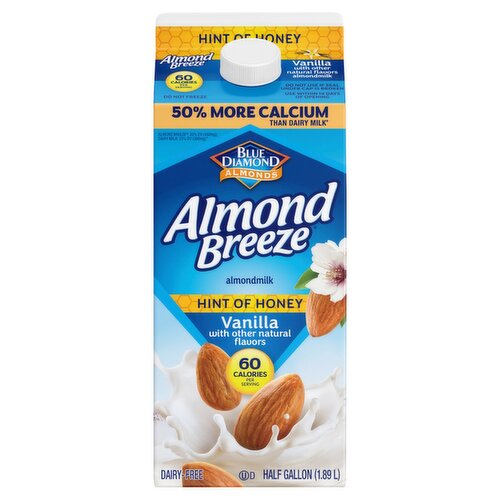 Blue Diamond Almonds Almond Breeze Hint of Honey Vanilla Almondmilk, half gallon