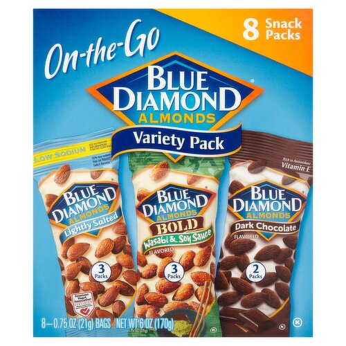 Blue Diamond On-the-Go Almonds Variety Pack, 0.75 oz, 8 count