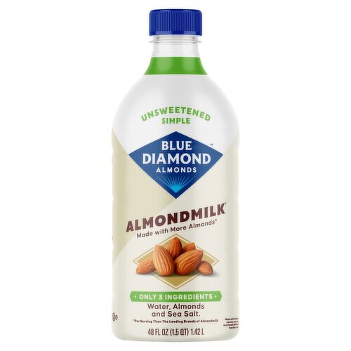Blue Diamond Almonds Unsweetened Simple Almondmilk, 48 fl oz