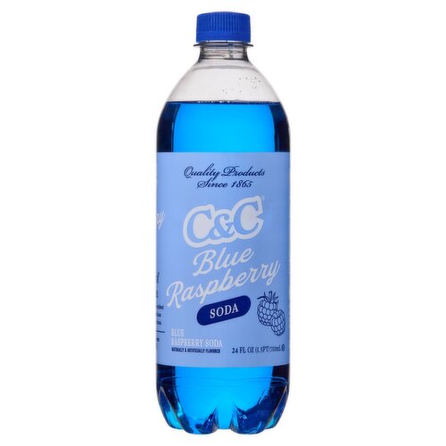 C&C Blue Raspberry Soda, 24 fl oz