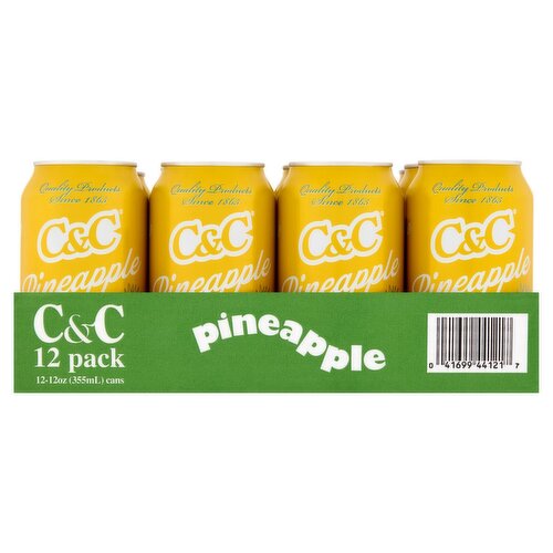 C&C Pineapple Soda, 12 count, 12 oz