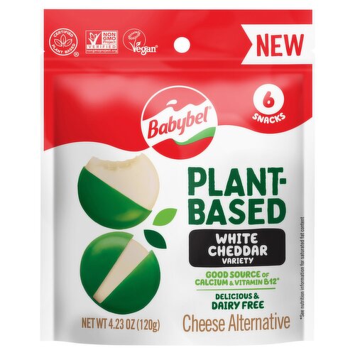 Babybel Plant-Based White Cheddar Variety Cheese Alternative Snacks, 6 count, 4.23 oz