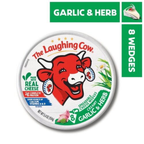 The Laughing Cow Creamy Garlic & Herb Spreadable Cheese Wedges, 8 count, 5.4 oz