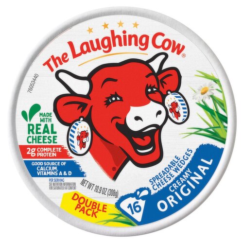 The Laughing Cow Creamy Original Spreadable Cheese Wedges Double Pack, 10.9 oz, 16 count