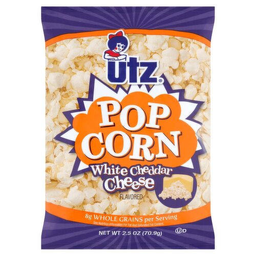 Utz White Cheddar Cheese Flavored Pop Corn, 2.5 oz