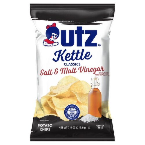 Utz Kettle Classics Salt & Malt Vinegar Potato Chips, 7.5 oz