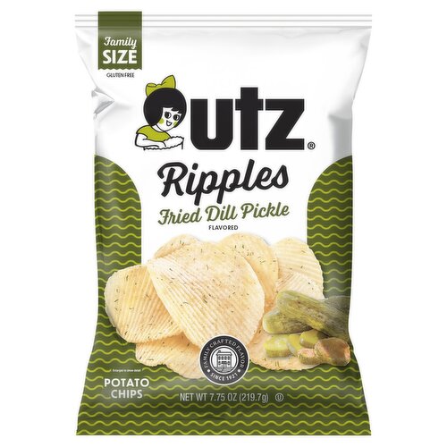 Utz Ripples Fried Dill Pickle Flavored Potato Chips, 7.75 oz