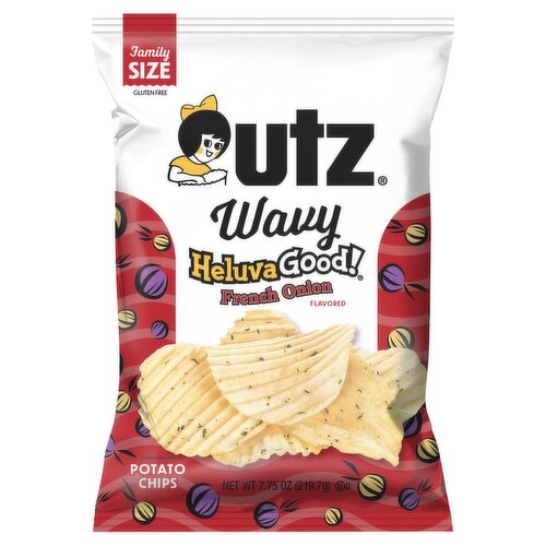 Utz Heluva Good! Wavy French Onion Flavored Potato Chips Family Size, 7.75 oz