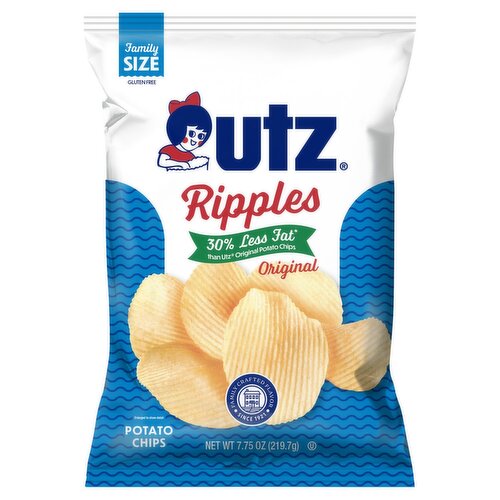 Utz Ripples 30% Less Fat Original Potato Chips, 7.75 oz