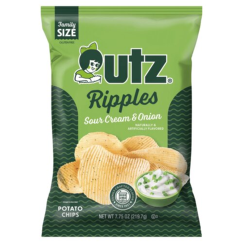 Utz Ripples Sour Cream & Onion Potato Chips Family Size, 7.75 oz