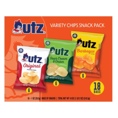 Utz Variety Chips Snack Pack, 1 oz, 18 count