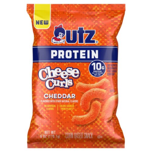 Utz Protein Cheese Curls Cheddar Corn Based Snack, 6 oz