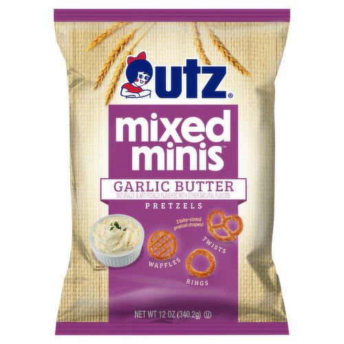 Utz Mixed Minis Garlic Butter Pretzels, 12 oz