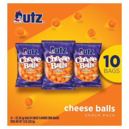 Utz Cheddar Cheese Balls Snack Pack, 1 oz, 10 count