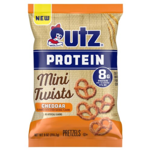 Utz Protein Mini Twists Cheddar Pretzels, 9 oz