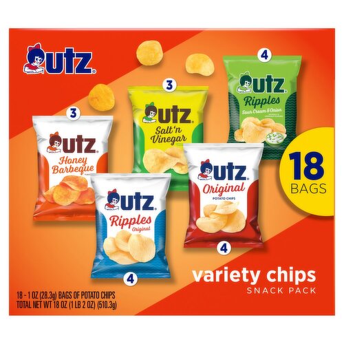 Utz Variety Potato Chips Snack Pack, 1 oz, 18 count