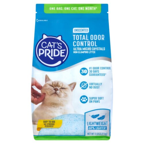Cat's Pride Unscented Total Odor Control Ultra Micro Crystals Non-Clumping Litter, 5 lb