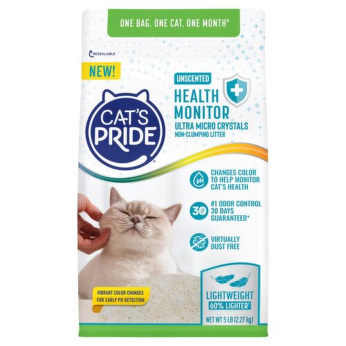 Cat's Pride Unscented Health Monitor Ultra Micro Crystals Non-Clumping Litter, 5 lb