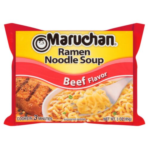 Maruchan Beef Flavor Ramen Noodle Soup, 3 oz