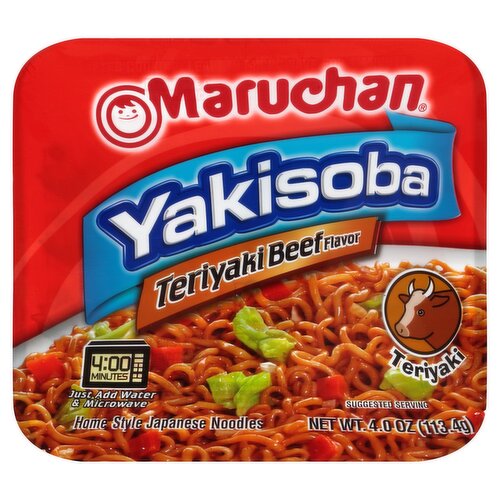 Maruchan Yakisoba Teriyaki Beef Flavor Japanese Home Style Noodles, 4 oz