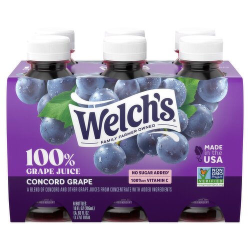 Welch's 100% Concord Grape Juice, 10 fl oz, 6 count